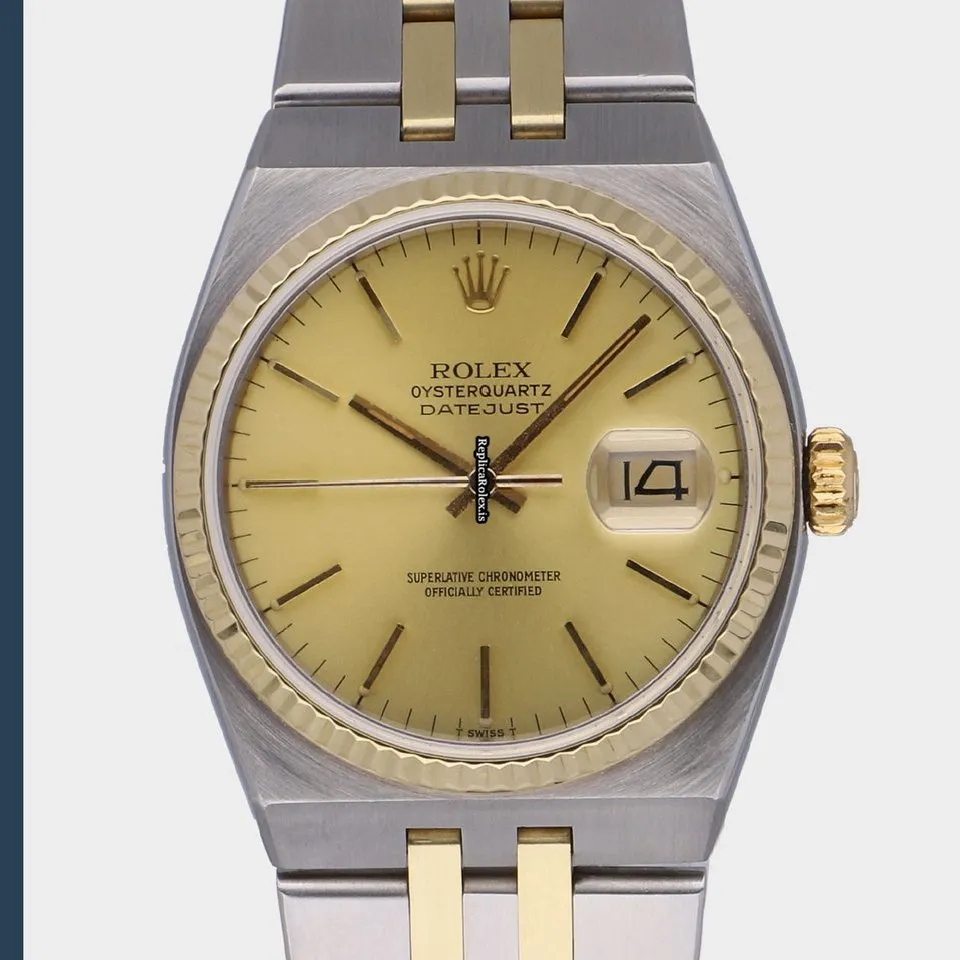 Fine Replica Rolex Datejust Oysterquartz 17013 Caliber 5035 Quartz Movement 36x42mm Gold/steel Case Mens/unisex Watch
