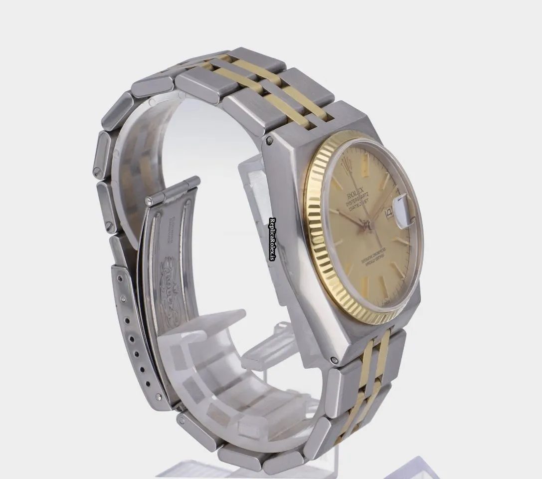 Fine Replica Rolex Datejust Oysterquartz 17013 Caliber 5035 Quartz Movement 36x42mm Gold/steel Case Mens/unisex Watch - Image 14
