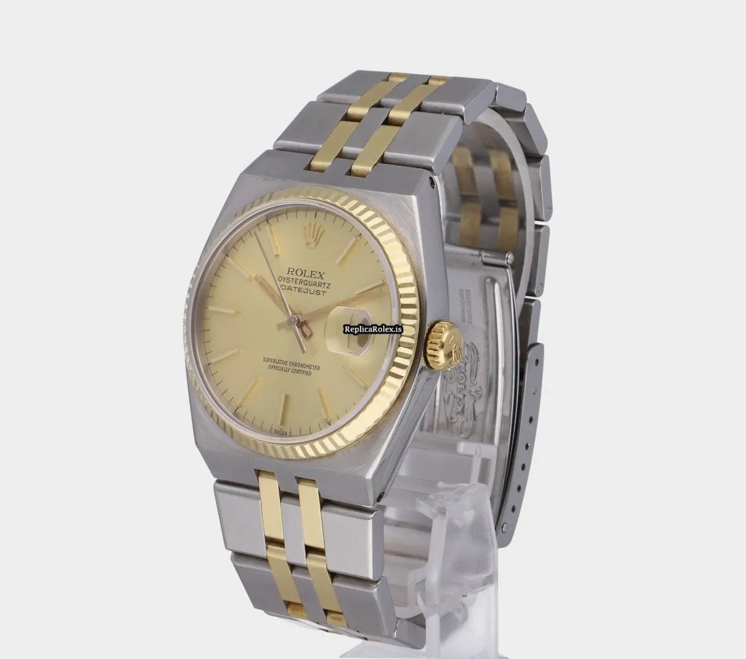 Fine Replica Rolex Datejust Oysterquartz 17013 Caliber 5035 Quartz Movement 36x42mm Gold/steel Case Mens/unisex Watch - Image 5