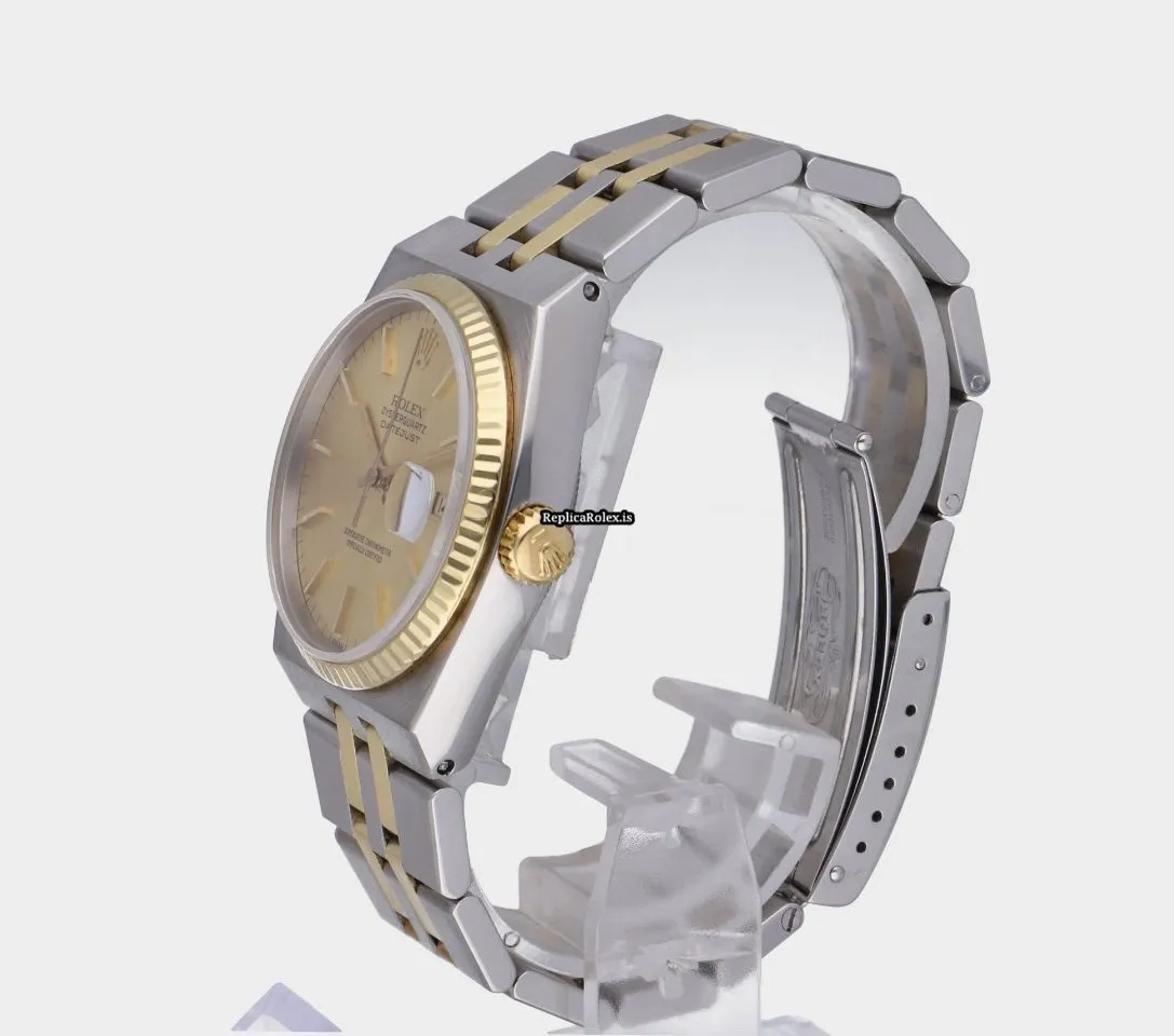 Fine Replica Rolex Datejust Oysterquartz 17013 Caliber 5035 Quartz Movement 36x42mm Gold/steel Case Mens/unisex Watch - Image 6