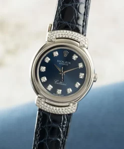 Nice Fake Rolex Cellini 6672 Caliber 6620 Quartz Movement 26mm White Gold Case Womens Watch