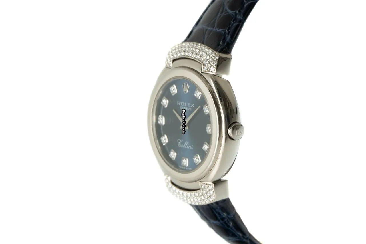 Nice Fake Rolex Cellini 6672 Caliber 6620 Quartz Movement 26mm White Gold Case Womens Watch - Image 5