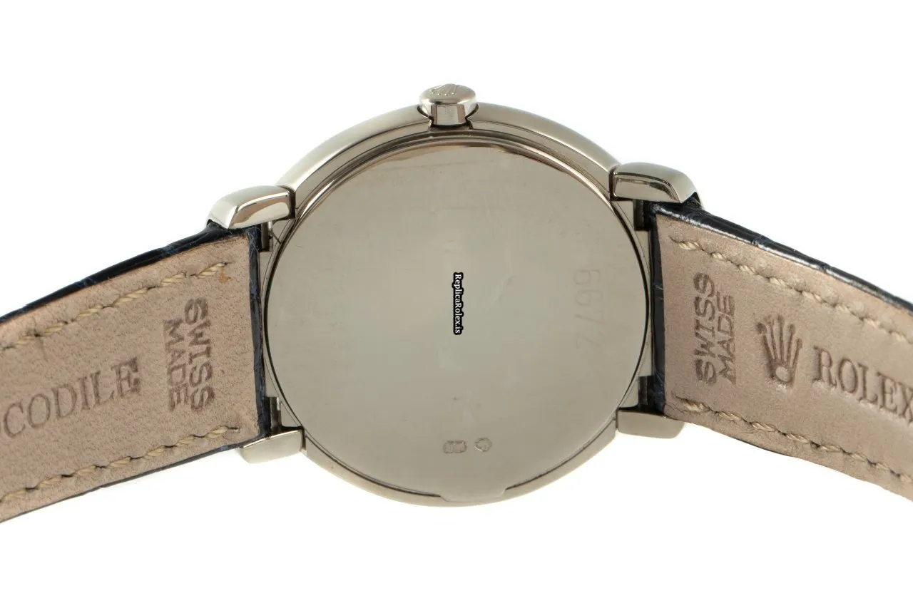 Nice Fake Rolex Cellini 6672 Caliber 6620 Quartz Movement 26mm White Gold Case Womens Watch - Image 8