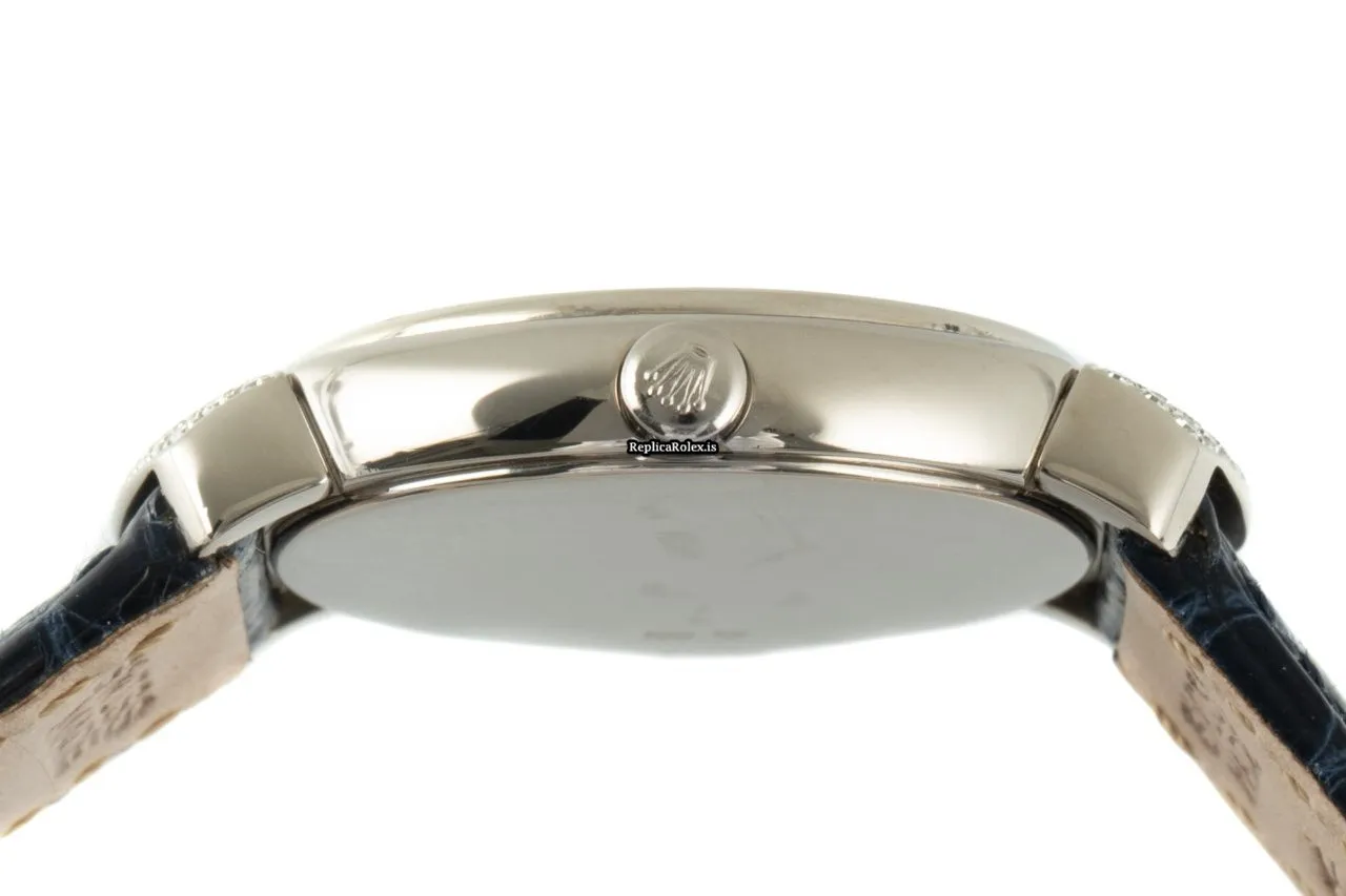 Nice Fake Rolex Cellini 6672 Caliber 6620 Quartz Movement 26mm White Gold Case Womens Watch - Image 9