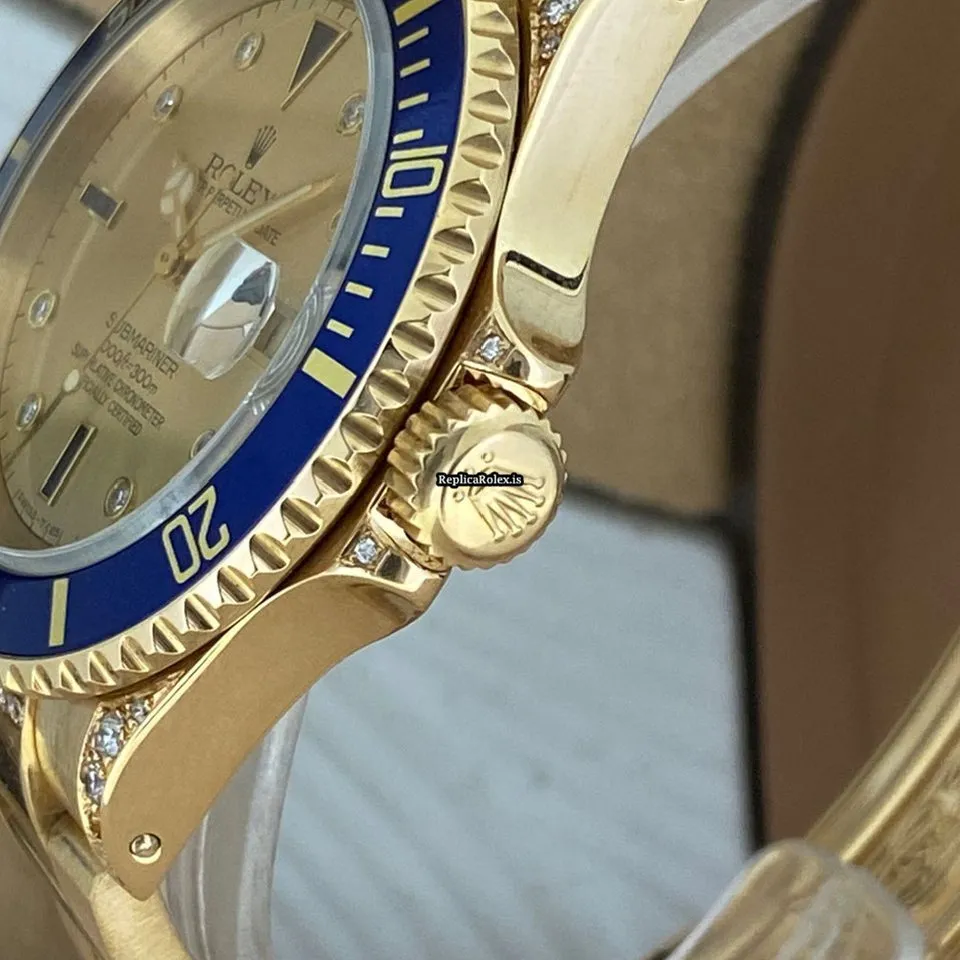 Affordable Knockoff Rolex Submariner Date 16618 Automatic Movement 40mm Yellow Gold Case Watch - Image 4