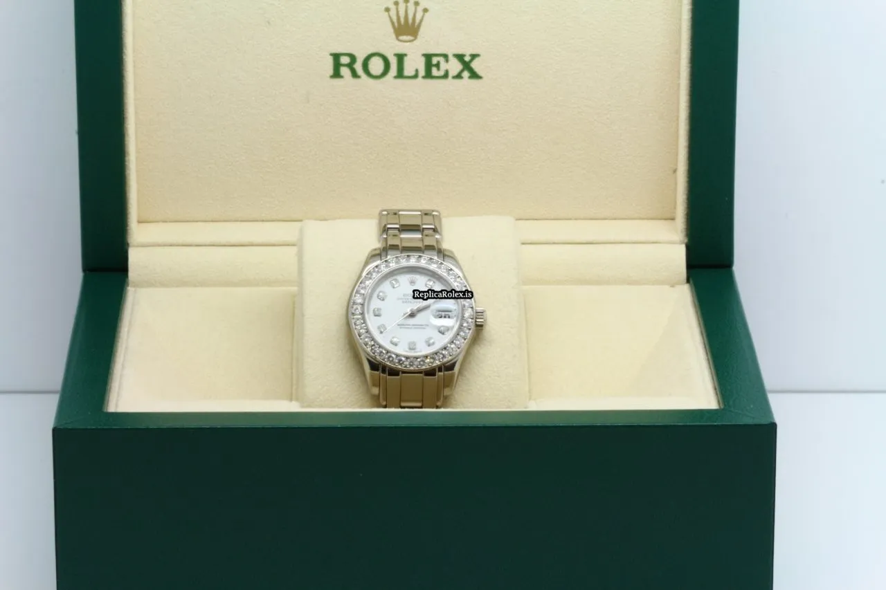 Fabulous Replica Rolex Lady-datejust Pearlmaster 69299 Automatic Movement 29mm White Gold Case Womens Watch - Image 3