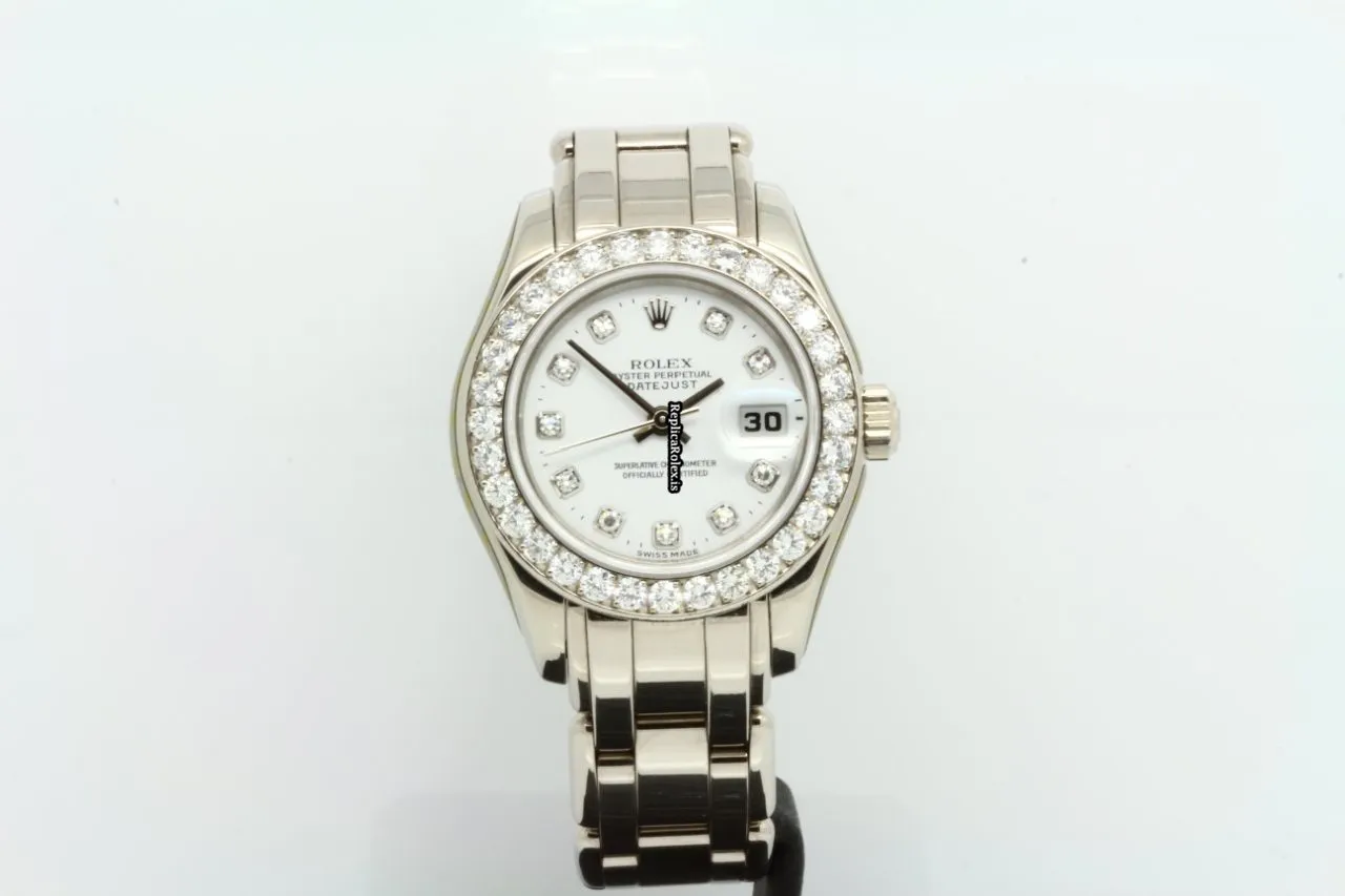 Fabulous Replica Rolex Lady-datejust Pearlmaster 69299 Automatic Movement 29mm White Gold Case Womens Watch - Image 4