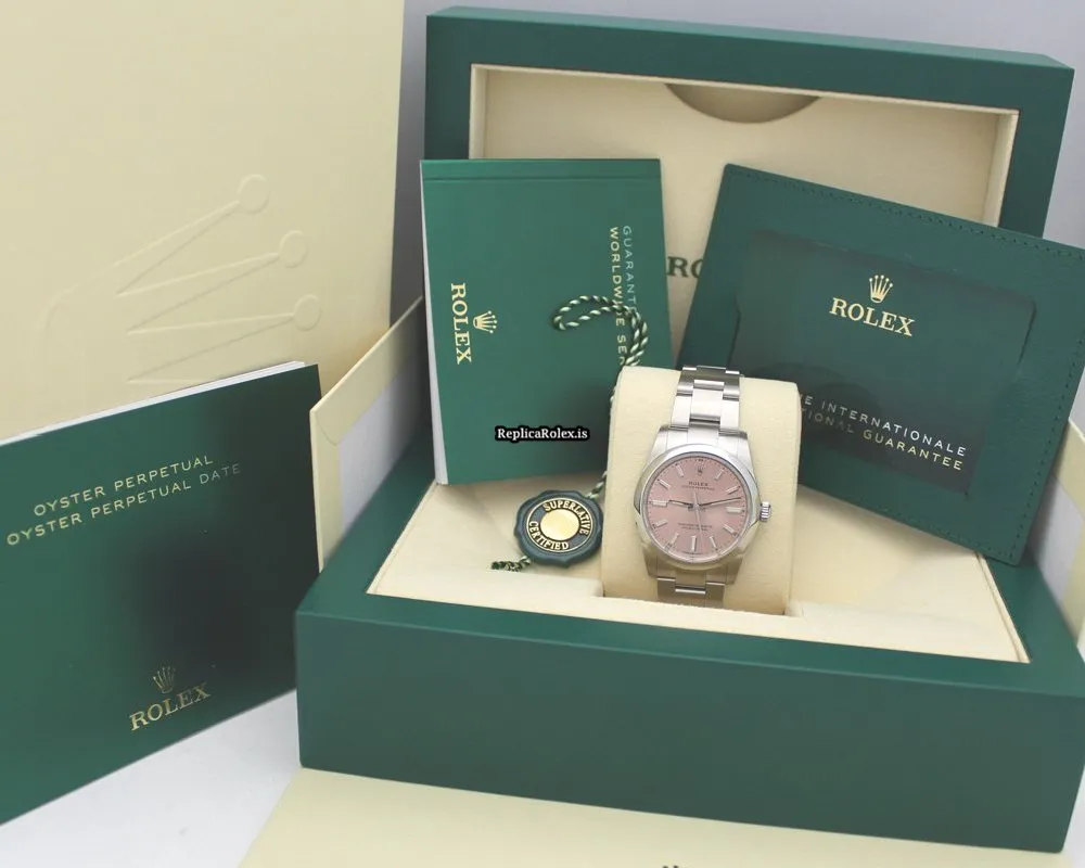 Well Made Fake Rolex Oyster Perpetual 34 124200 Caliber 2232 Automatic Movement 34mm Steel Case Mens/unisex Watch - Image 4