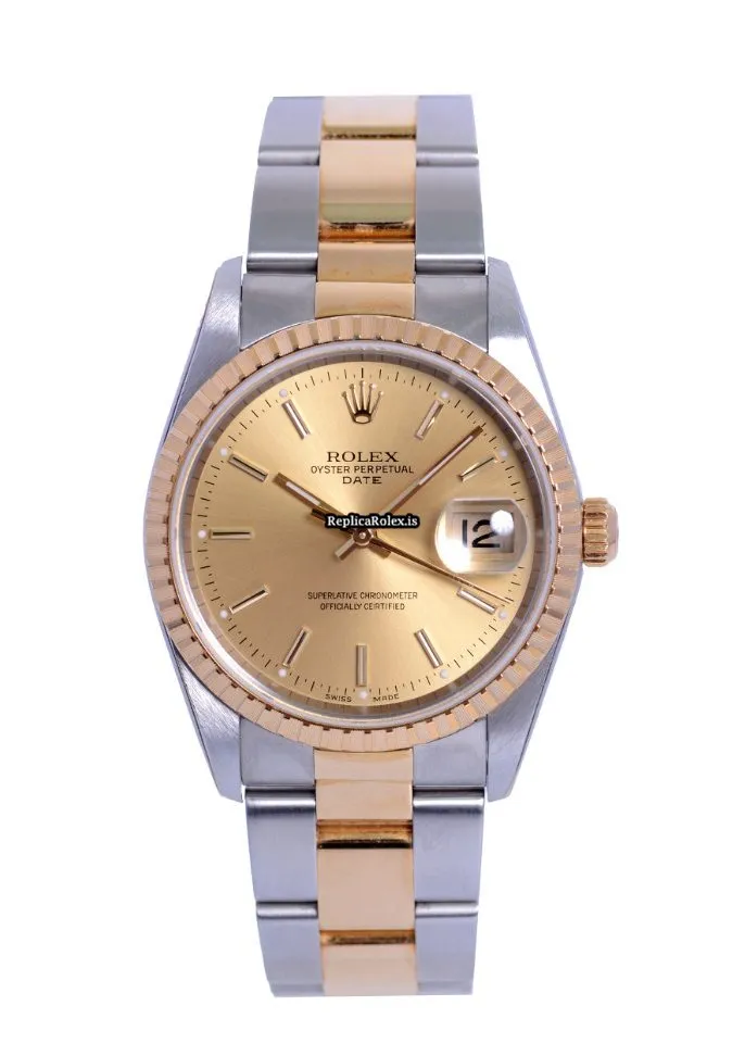 Wholesale Replica Rolex Oyster Perpetual Date 15223 Automatic Movement 34mm Gold/steel Case Mens/unisex Watch