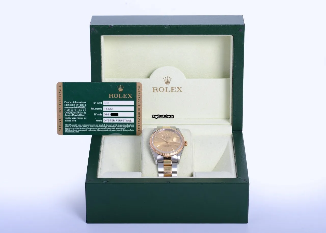 Wholesale Replica Rolex Oyster Perpetual Date 15223 Automatic Movement 34mm Gold/steel Case Mens/unisex Watch - Image 10