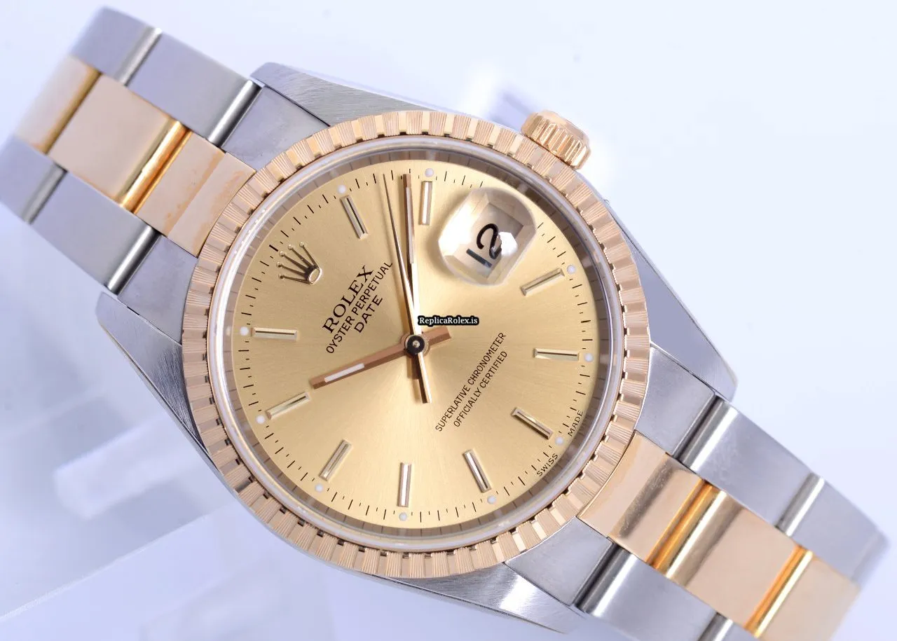 Wholesale Replica Rolex Oyster Perpetual Date 15223 Automatic Movement 34mm Gold/steel Case Mens/unisex Watch - Image 2