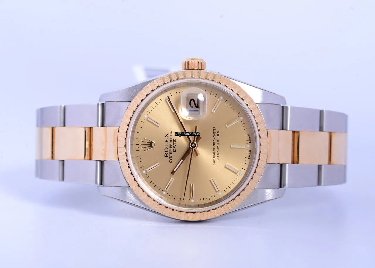 Wholesale Replica Rolex Oyster Perpetual Date 15223 Automatic Movement 34mm Gold/steel Case Mens/unisex Watch - Image 3
