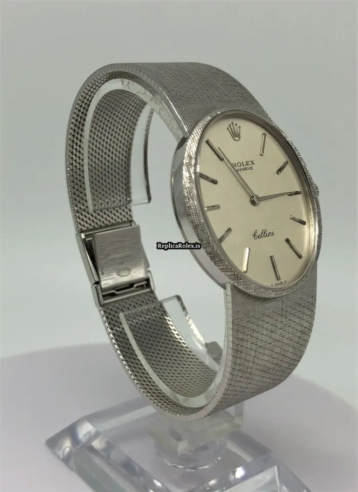 Luxury Replica Rolex Cellini 4094 Caliber 1600 Manual Winding Movement 33.6x29.5mm White Gold Case Mens/unisex Watch - Image 4
