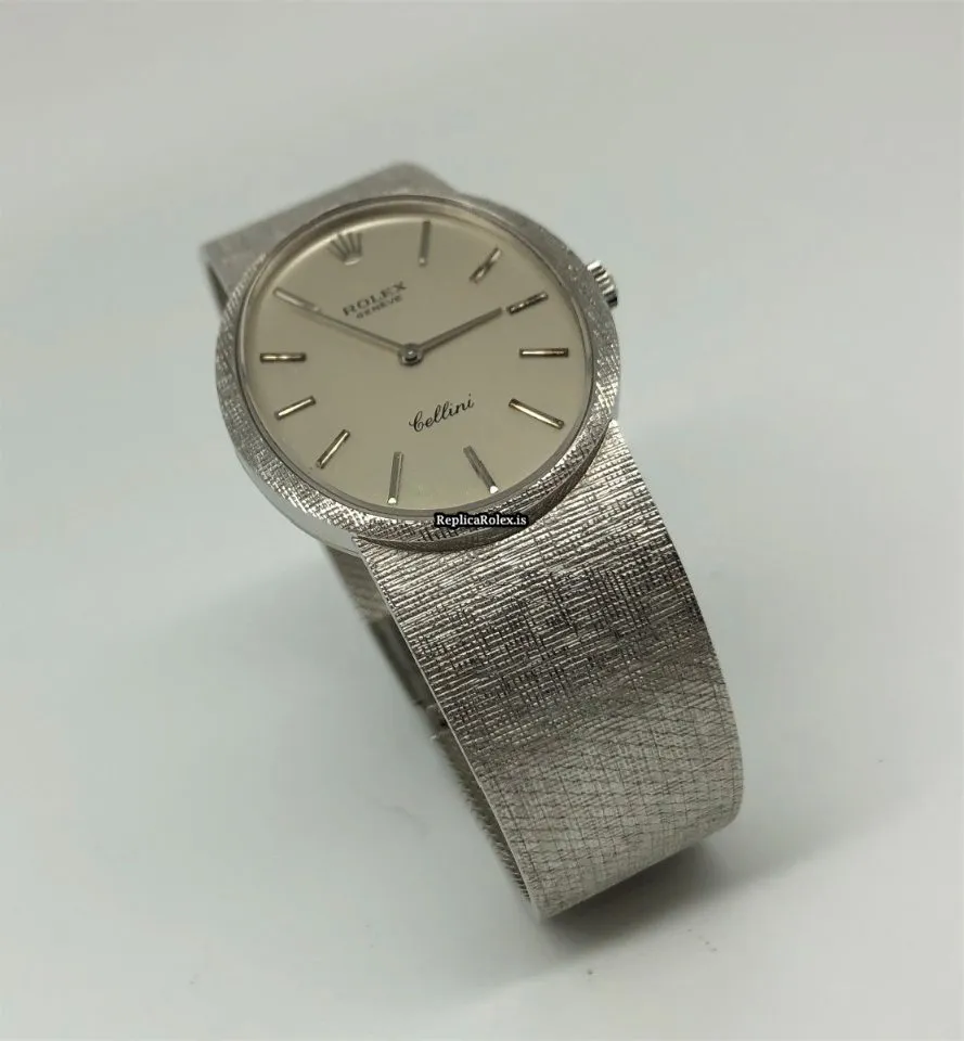 Luxury Replica Rolex Cellini 4094 Caliber 1600 Manual Winding Movement 33.6x29.5mm White Gold Case Mens/unisex Watch - Image 6